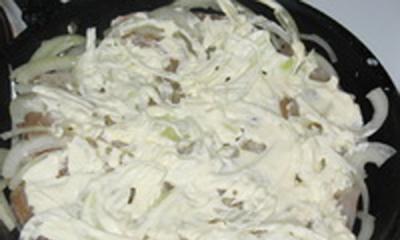 Boiled fish with mayonnaise